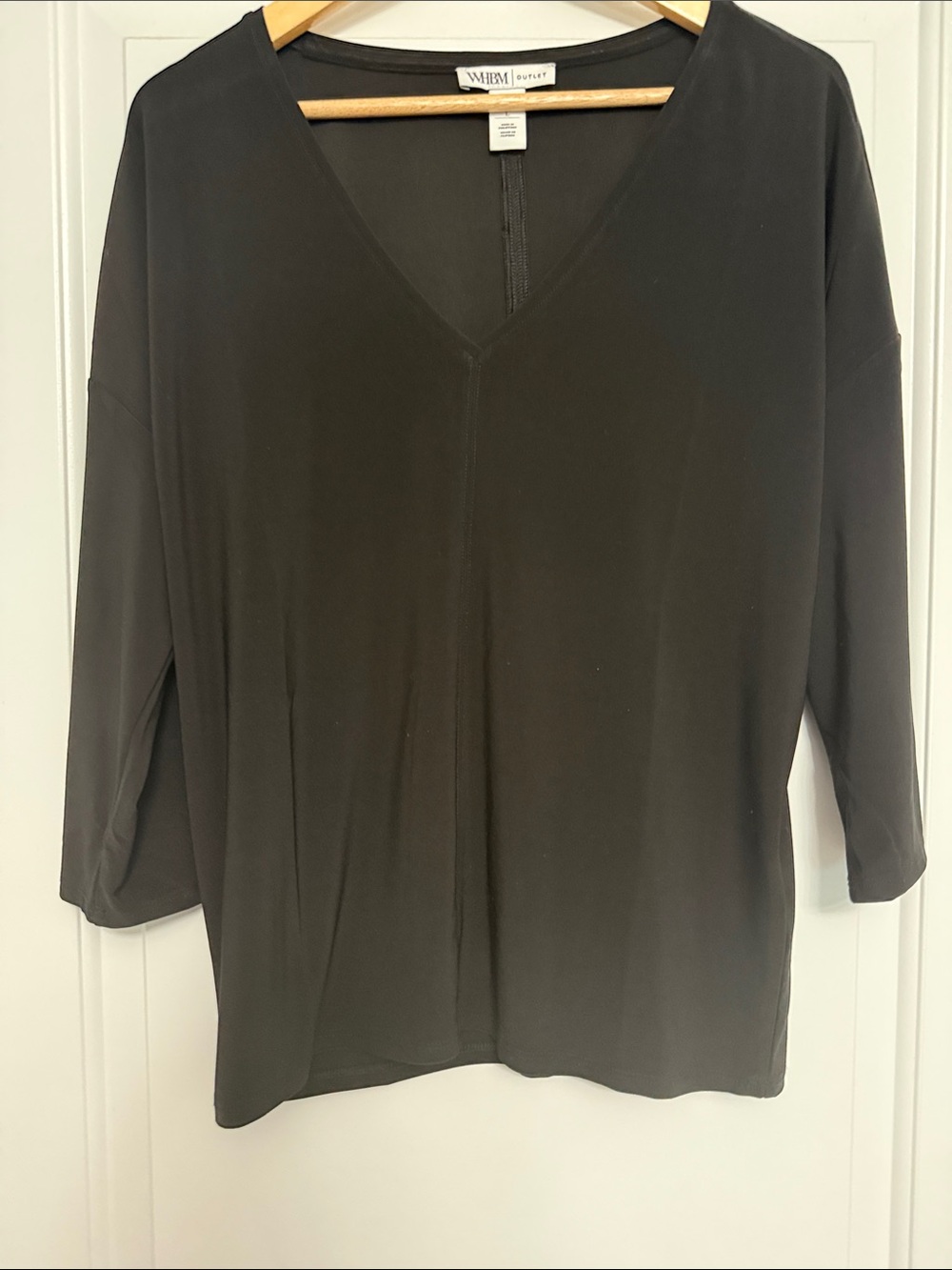 White House Black Market Black V-Neck Long Sleeve Top